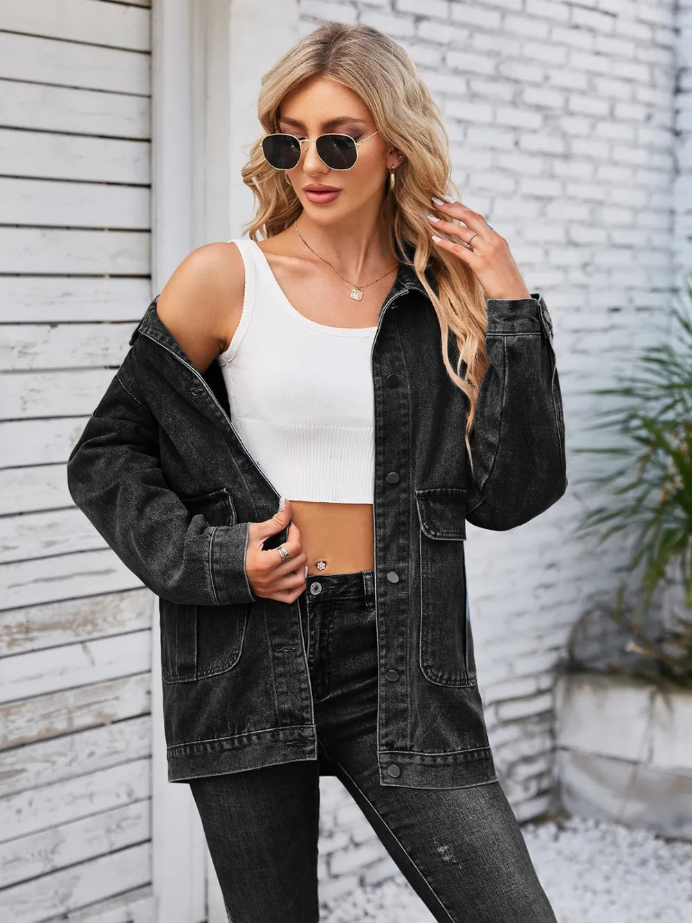 Button Up Long Sleeve Denim Jacket - Korvel