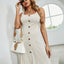 Robe à bretelles larges à col carré avec boutons