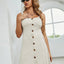 Robe à bretelles larges à col carré avec boutons