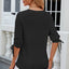 Elegant Button V-Neck Mid Sleeve Blouse for Women
