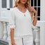 Elegant Button V-Neck Mid Sleeve Blouse for Women