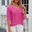 Elegant Button V-Neck Mid Sleeve Blouse for Women