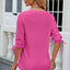 Elegant Button V-Neck Mid Sleeve Blouse for Women