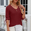 Elegant Button V-Neck Mid Sleeve Blouse for Women