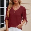 Elegant Button V-Neck Mid Sleeve Blouse for Women