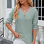 Elegant Button V-Neck Mid Sleeve Blouse for Women