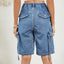 Buttoned Elastic Waist Denim Shorts with Pockets - Korvel
