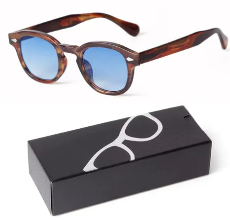 Gafas de sol redondas pequeñas en azul degradado para una protección con estilo