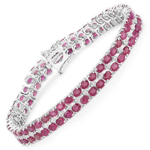 20.03 Carat Ruby and White Topaz Sterling Silver Bracelet
