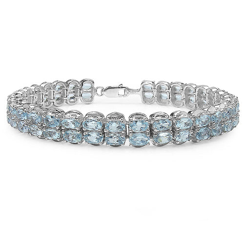 18.00 Carat Genuine Blue Topaz Sterling Silver Bracelet