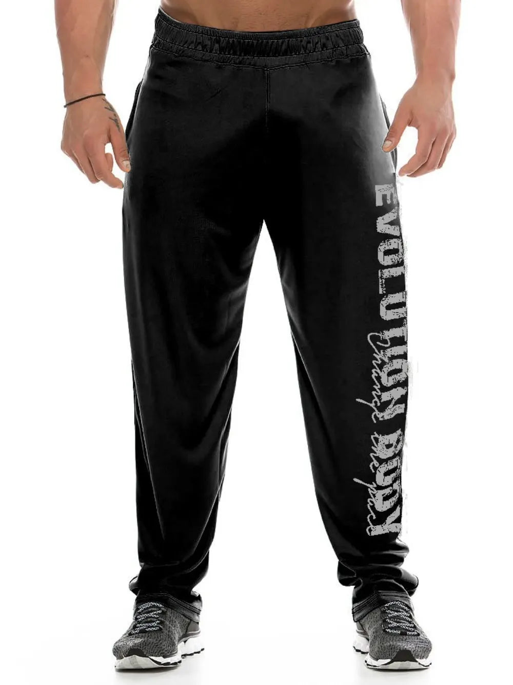 Men's Elastic Waist Active Pants with Letter Design