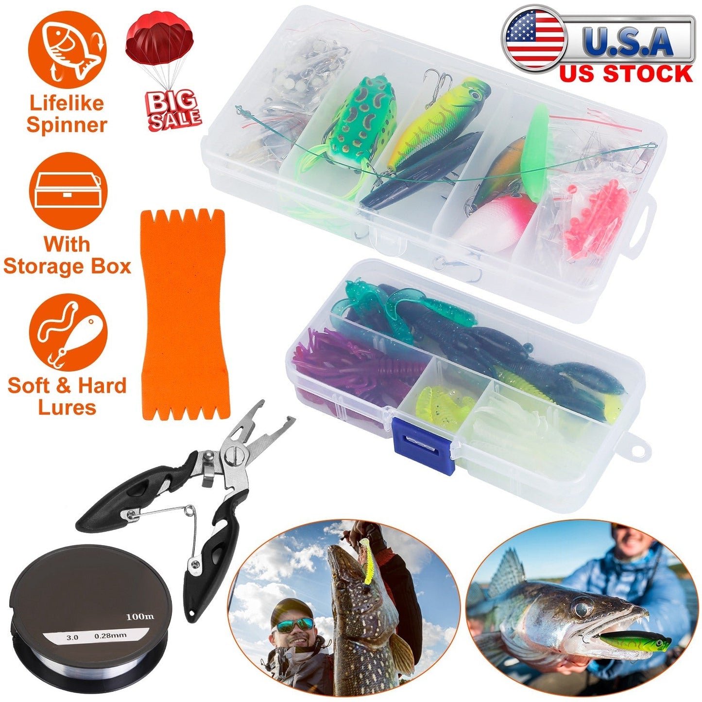383-Piece Fishing Lure Tackle Kit for Bass Fishing