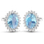 Pendientes de 2.36 quilates de aguamarina genuina y diamantes en oro blanco de 14 quilates