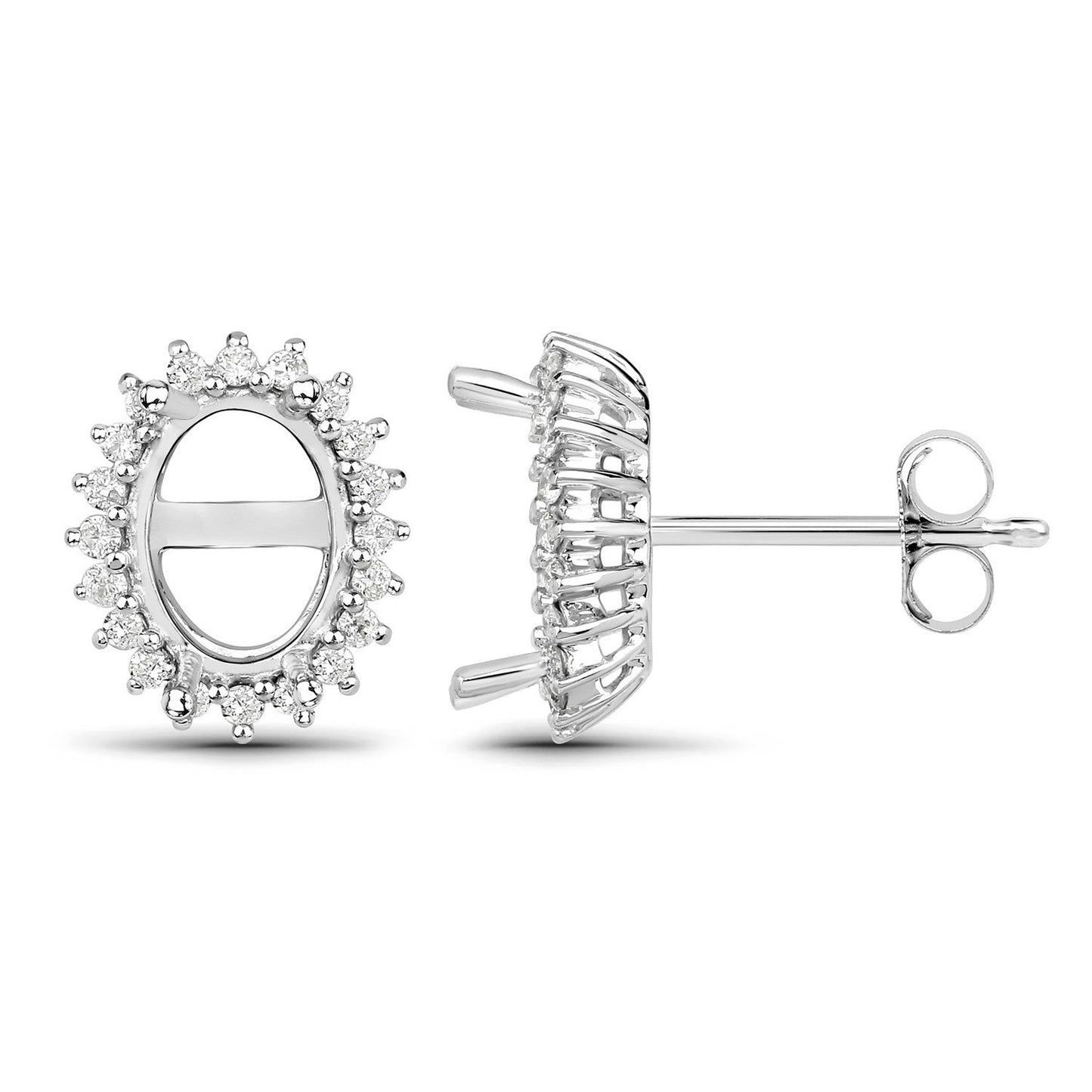 Pendientes Semi Montura de Diamante Blanco Genuino de 0.26 Quilates en Oro Blanco de 14K