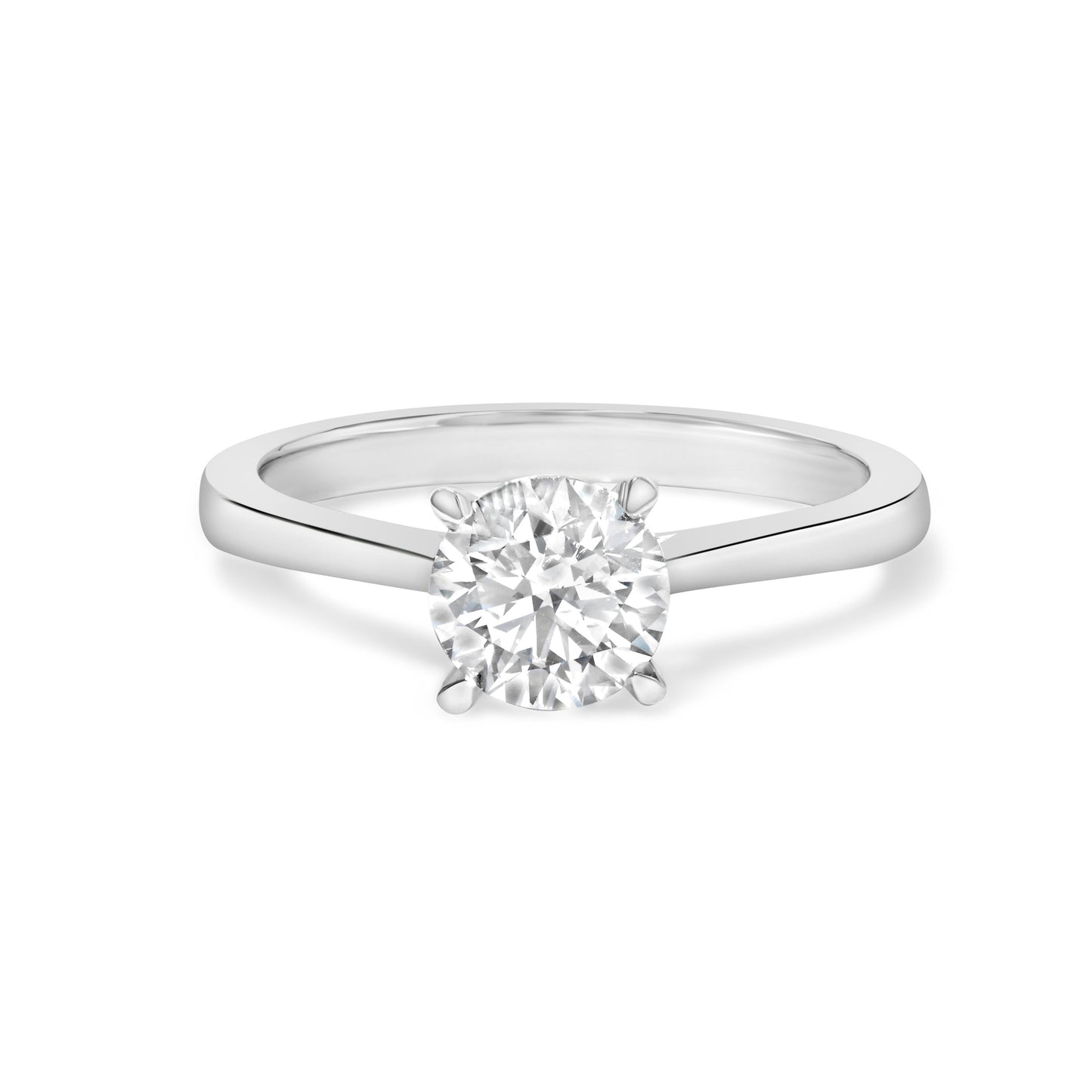 Anillo de Compromiso Solitario con Diamante Creado en Laboratorio en Oro Blanco de 14K con Garra de