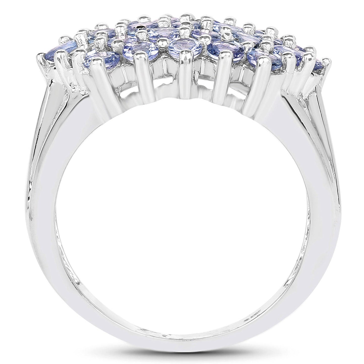 2.03 Carat Genuine Tanzanite Sterling Silver Engagement Ring