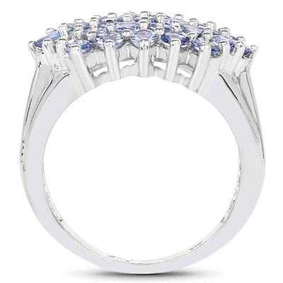 Bague de fiançailles en argent sterling avec tanzanite véritable de 2,03 carats