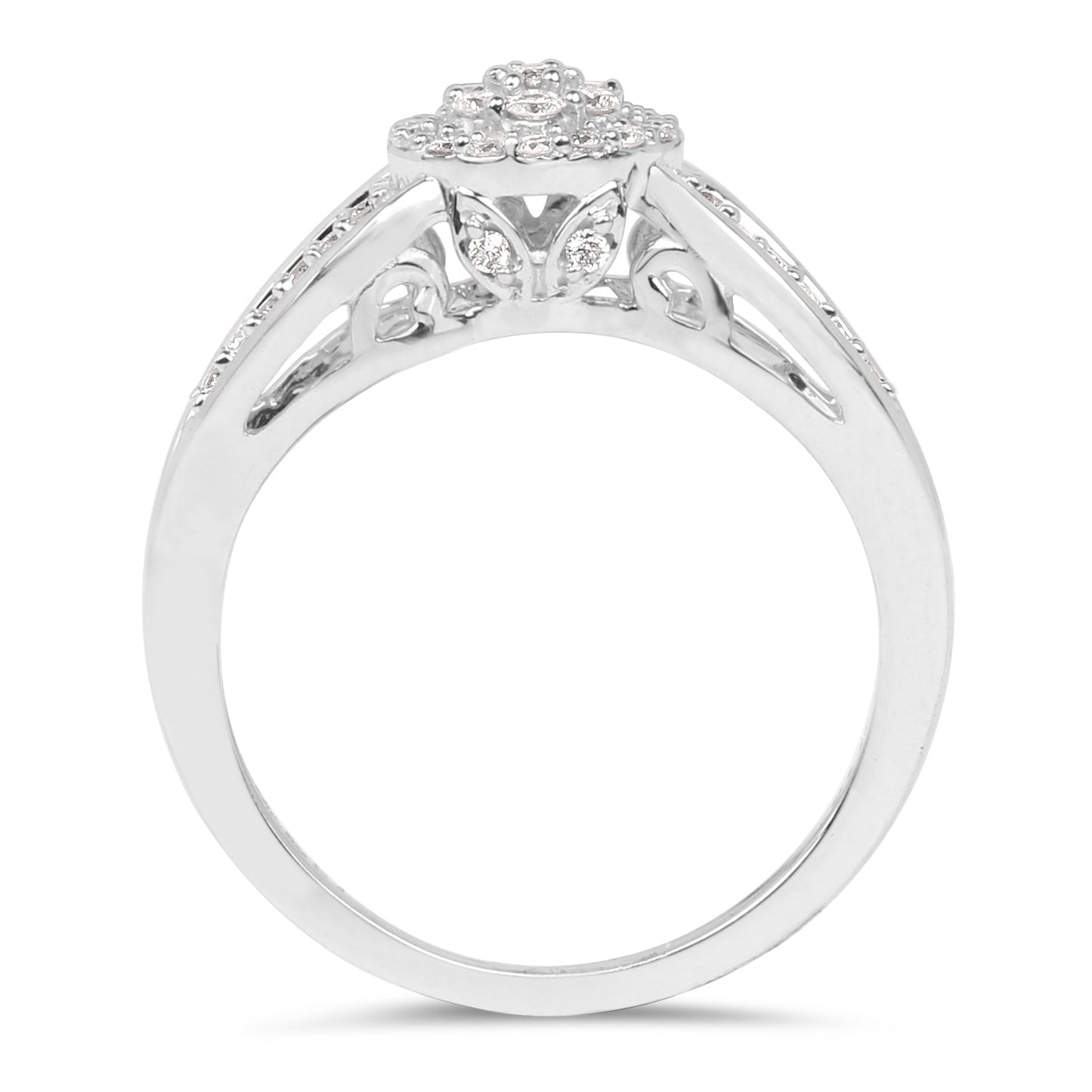 Anillo de Compromiso de Diamante Blanco Genuino de 0.25 Quilates en Oro Blanco de 14K