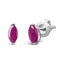 .925 Sterling Silver Created Pink Ruby Solitaire Stud Earrings