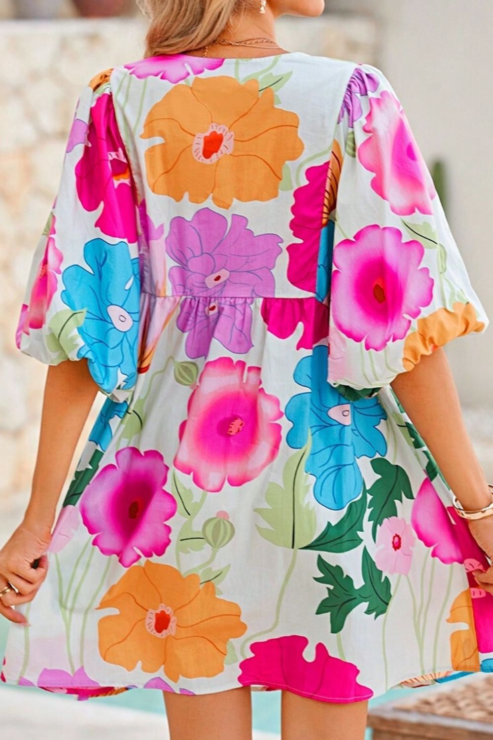 Chic Floral Tie Neck Dress - Elegant & Versatile for Every Occasion - Korvel