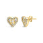Boucles d'oreilles en diamant en forme de cœur plaquées or 14K