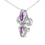 Collar con colgante de flor de lis de plata esterlina .925, amatista púrpura y diamantes