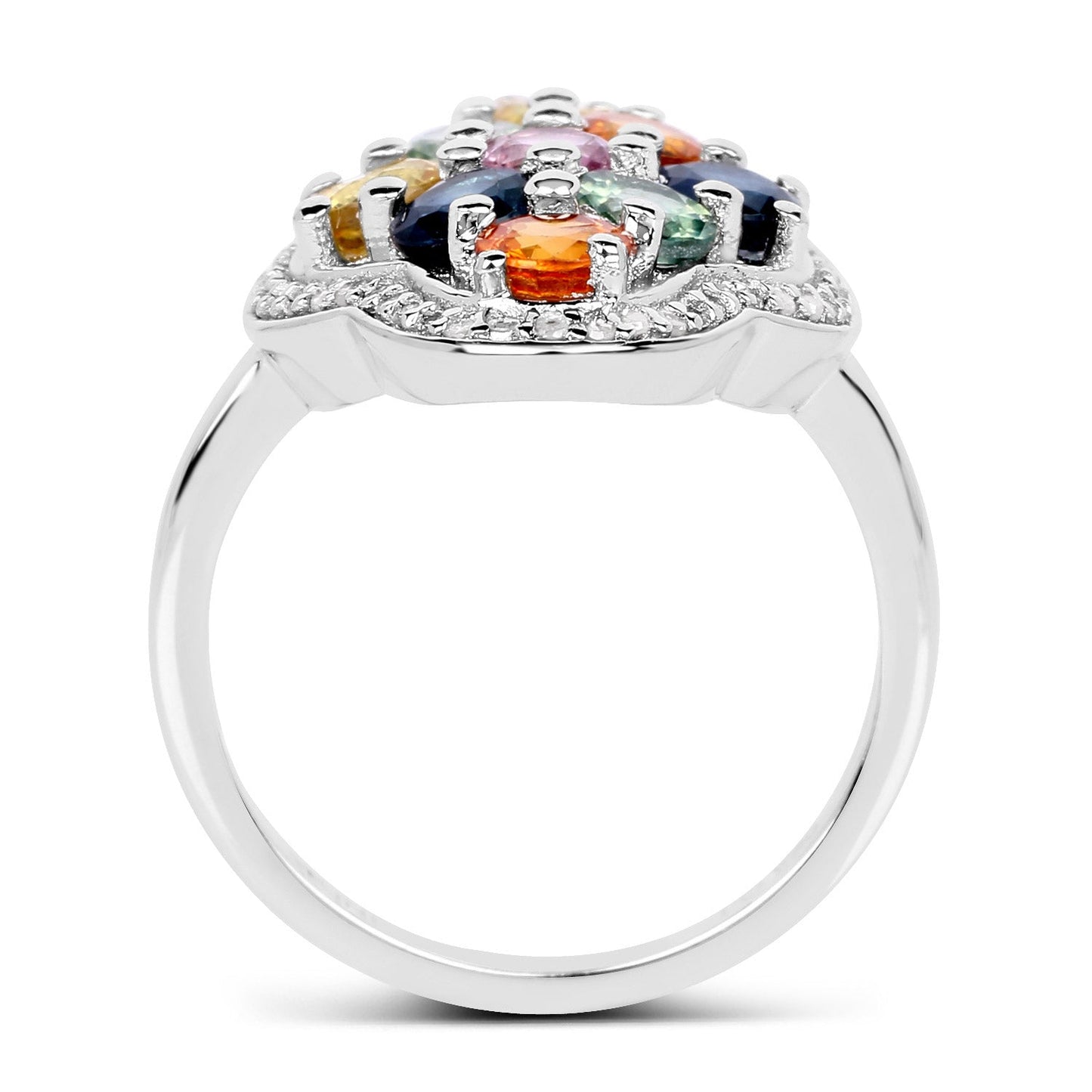 2.63 Carat Multi Sapphire & Sterling Silver Engagement Ring