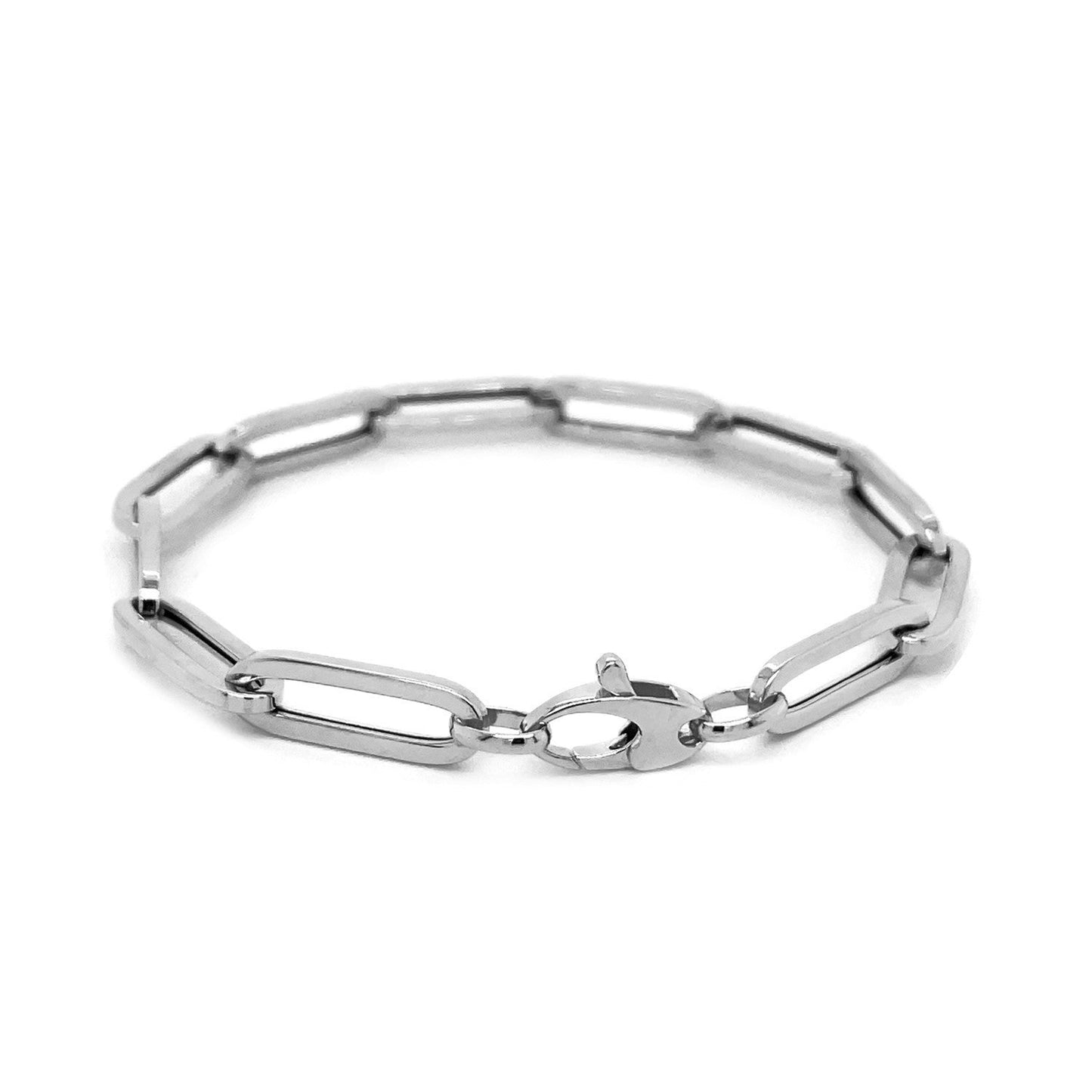 Bracelet en chaîne en papier clip extra large en or blanc 14K