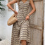 Chic Vintage V-Neck Midi Dress with Tie Waist - Effortlessly Elegant for Every Occasion - Korvel