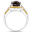 Bague cocktail en quartz fumé et diamants de 3,48 carats en argent sterling