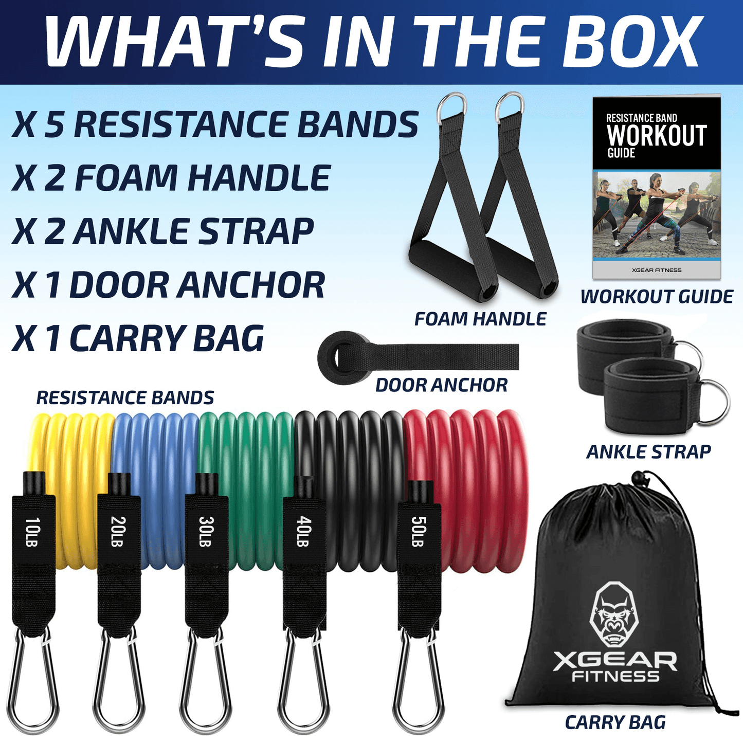 XGear Fitness 11-Piece Resistance Band Set with Handles
