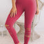 Rose Red Cut-out Skinny High Waist Leggings - Korvel