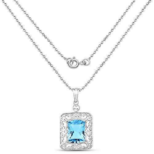 Colgante de Topacio Azul Suizo de 10.63 Quilates en Plata Esterlina