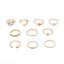 Conjunto de Anillos Mandotos Bohemio Estrella Luna Perla Hoja de 10 Piezas