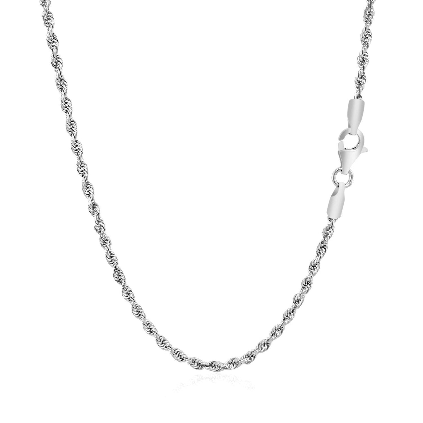 Cadena de Cuerda Cortada de Diamante de Oro Blanco de 14k de 2.25 mm