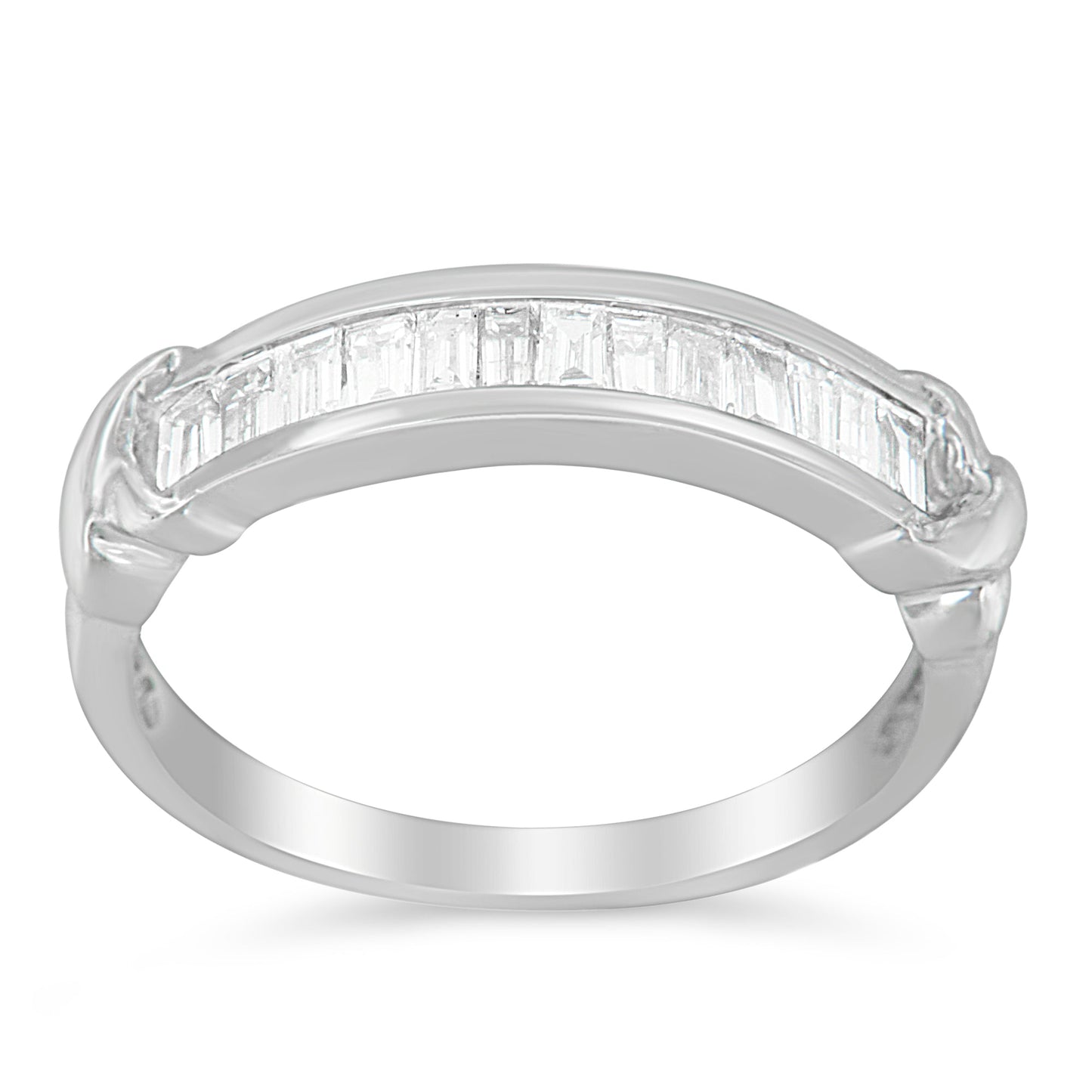 Anillo de boda de diamantes en corte baguette de plata esterlina .925