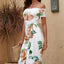 Robe midi charmante à épaules dénudées avec fente