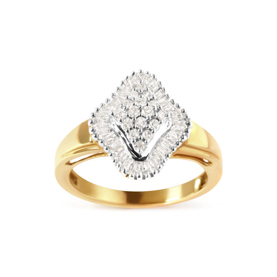 Bague Halo en Diamant en Or Jaune 10K 1/2 Cttw - Taille 7
