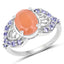 Bague en argent sterling de 3,06 carats en pierre de lune pêche et tanzanite