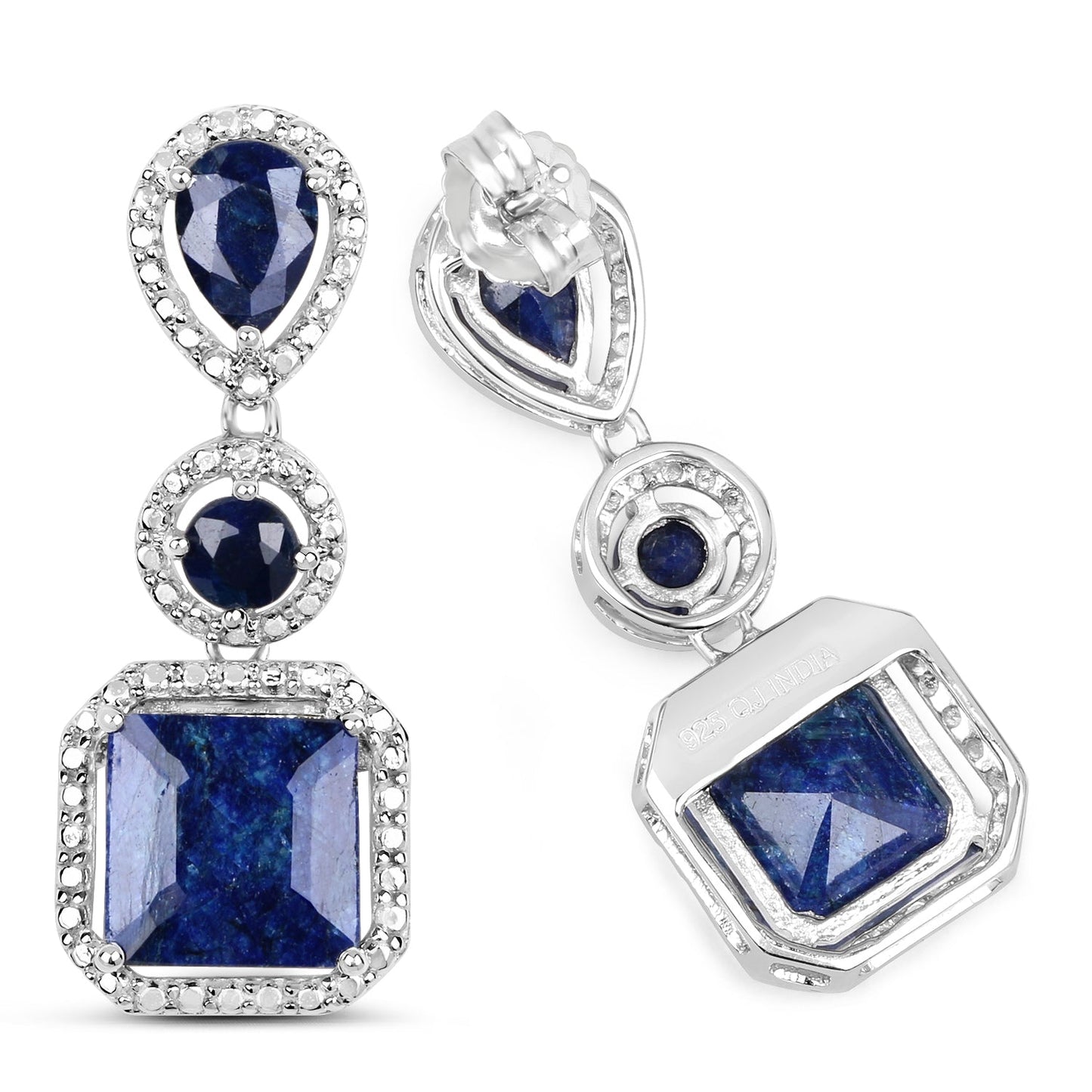 11.62 Carat Dyed Sapphire Sterling Silver Earrings