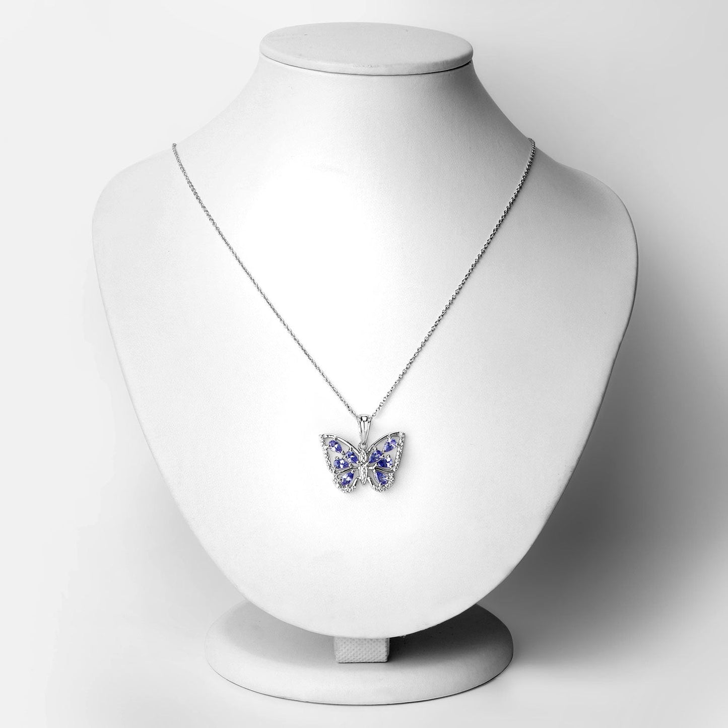 Pendentif en argent sterling de 1,75 carat en tanzanite véritable et zircon blanc