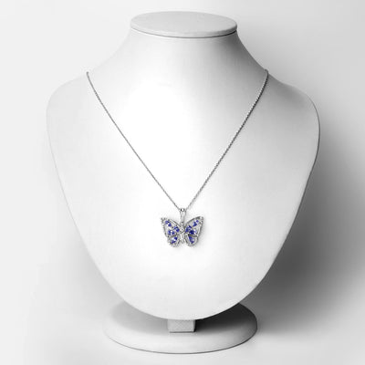 1.75 Carat Genuine Tanzanite & White Zircon Sterling Silver Pendant