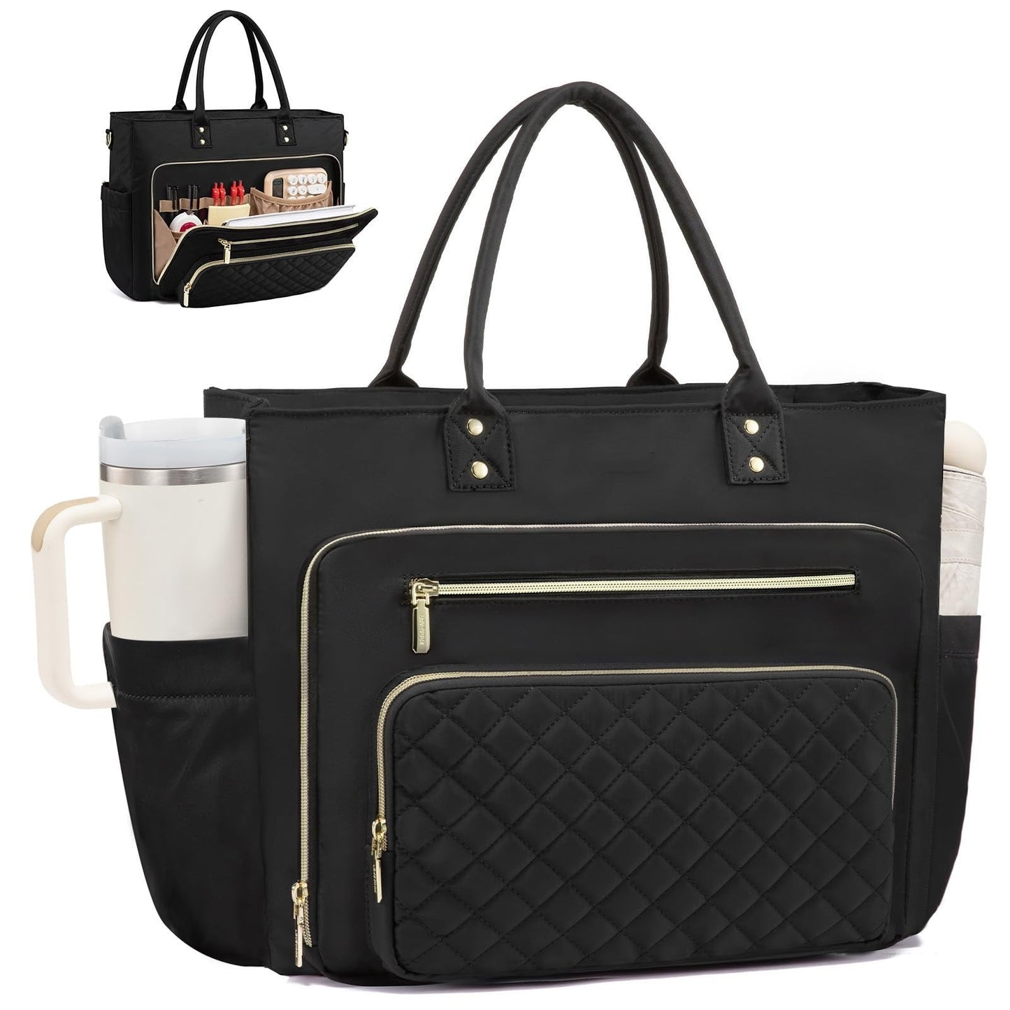 Women's Travel Work Bag with Large Cup Holder