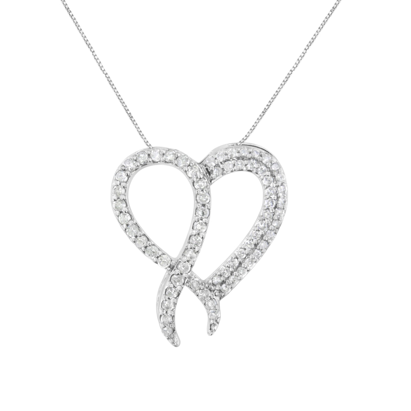 Collar con colgante de corazón y cinta de diamante en plata esterlina .925