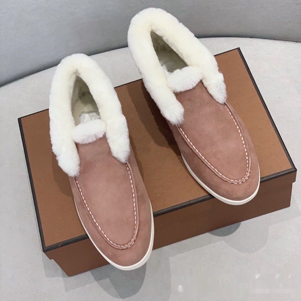 Bottes courtes en cuir laineux pour la neige - Doublées en polaire pour la chaleur