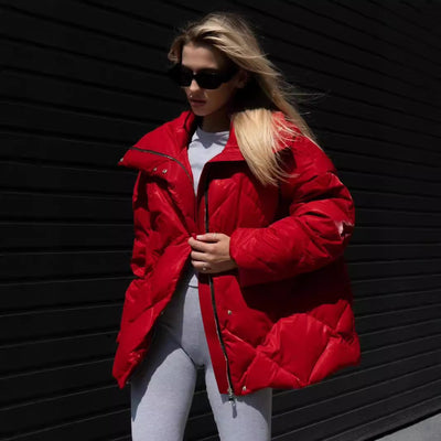 Baggy Matte Glossy Lapel Cotton-Padded Coat
