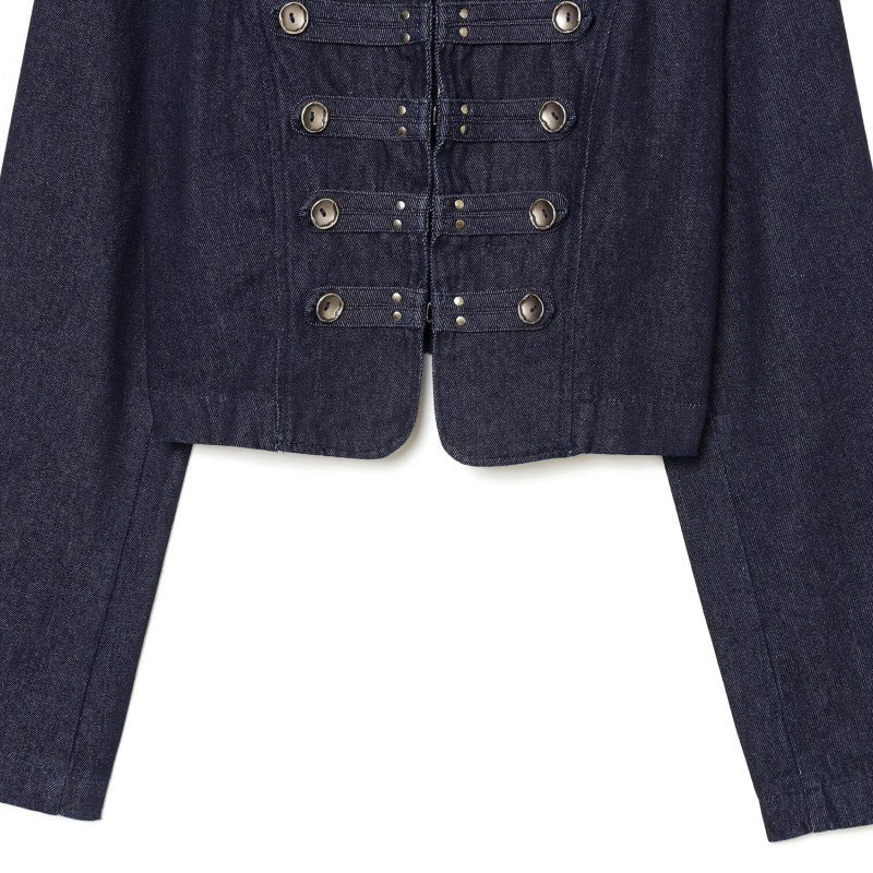 Fashionable Slim-Fit Double-Breasted Denim Jacket
