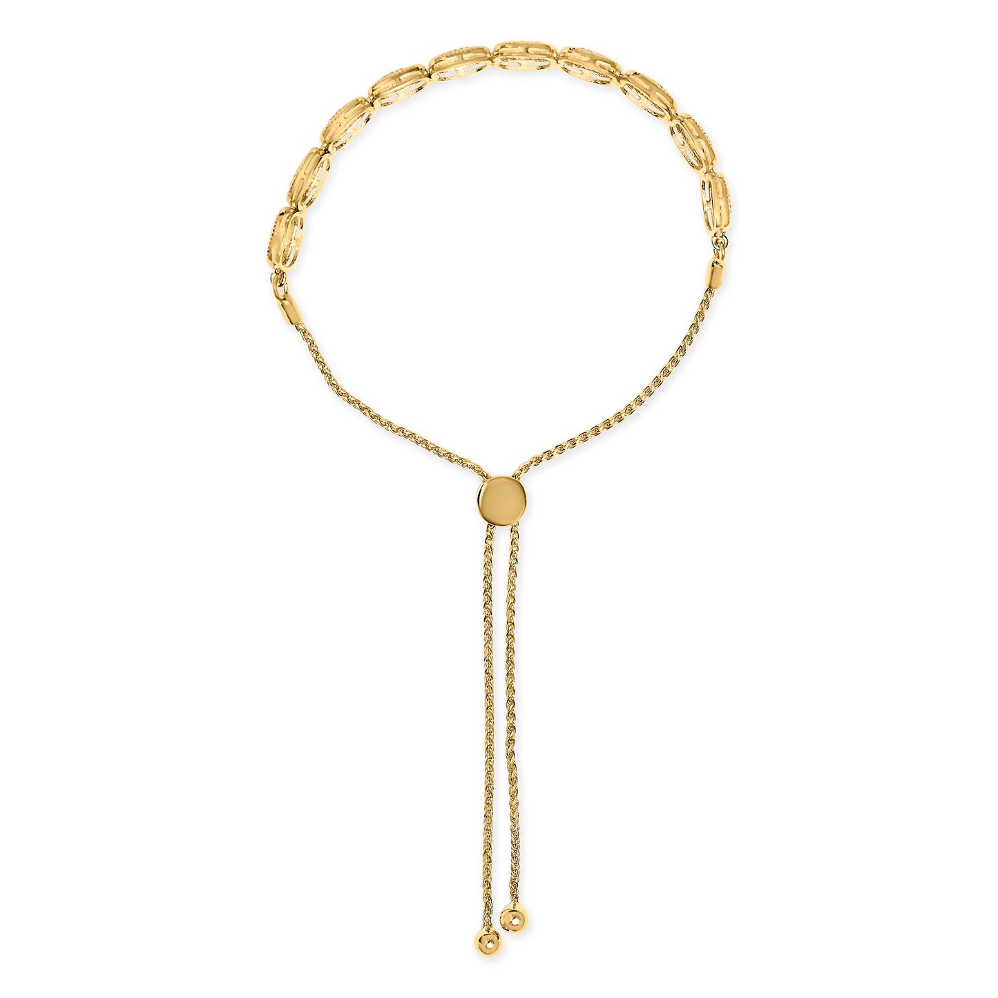 Bracelet Bolo Ajustable en Argent Sterling Plaqué Or Jaune 14k avec Diamants