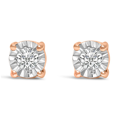 Pendientes de Stud con Diamantes de Laboratorio en Configuración Milagrosa de Plata Esterlina .925