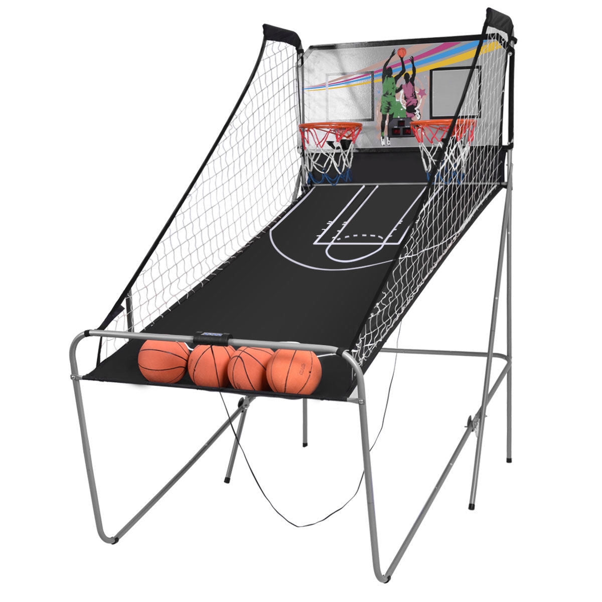 Foldable Double Electronic Basketball Game with 4 Balls